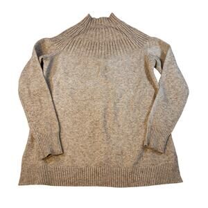Anthropologie Welford camel mock neck ribbed collar sweater. Size S quiet luxury